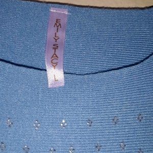 Emily Stacy Women Sweater Light Blue L EUC